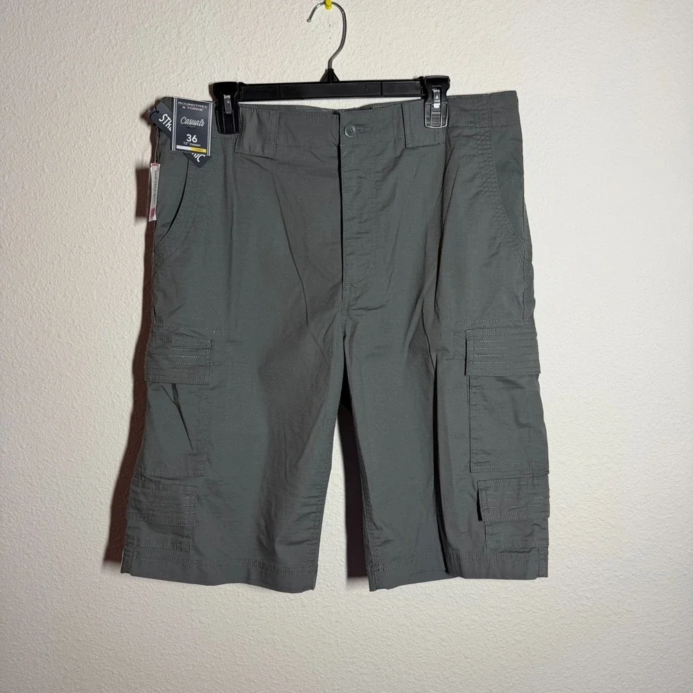 Roundtree & Yorke Cargo Shorts Mens 36 Gray Pockets Casual Outdoor 13